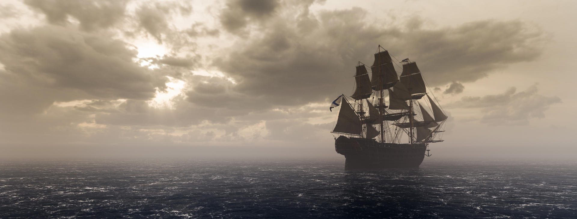 Resilient ship sailing through a stormy sea, symbolizing overcoming challenges.